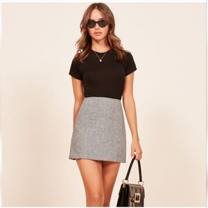 Reformation 100% Linen Plaid Houndstooth Mini High Waist Skirt Size 4